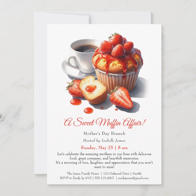 Mother’s Day Brunch Invitation – Muffins affair (Front)