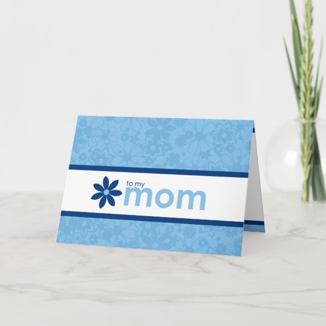 Mother’s Day Cheerful Blue Floral Greeting Card (Front)