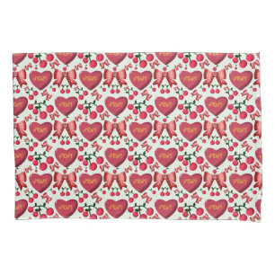 Mother’s Day Cherry Bow Heart Pattern Cute  Pillowcase