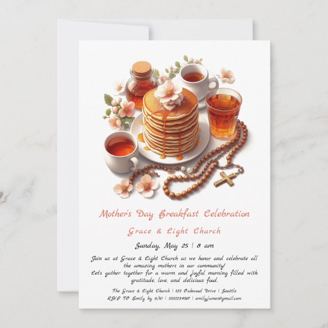 Mother’s Day Church Brunch Invitation – Hawthorn  (Front)