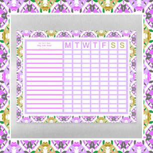Mother’s Day Custom Purple Family Goals Tracker Magnetic Dry Erase Sheet