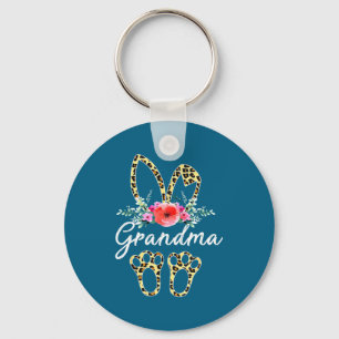 Mother S Day Easter For Grandma Leopard Bunny Flor Key Ring