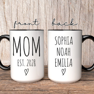 Mother’s Day   Elegant Script Mummy Custom Names Mug