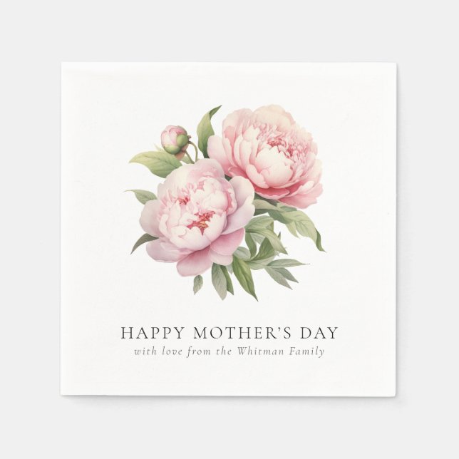 Mother’s Day Elegant Watercolor Blush Floral Napkin (Front)