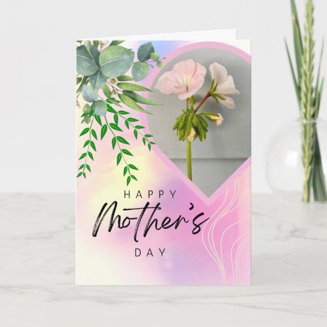 Mother’s Day Floral Apple Blossom Geranium Card (Front)
