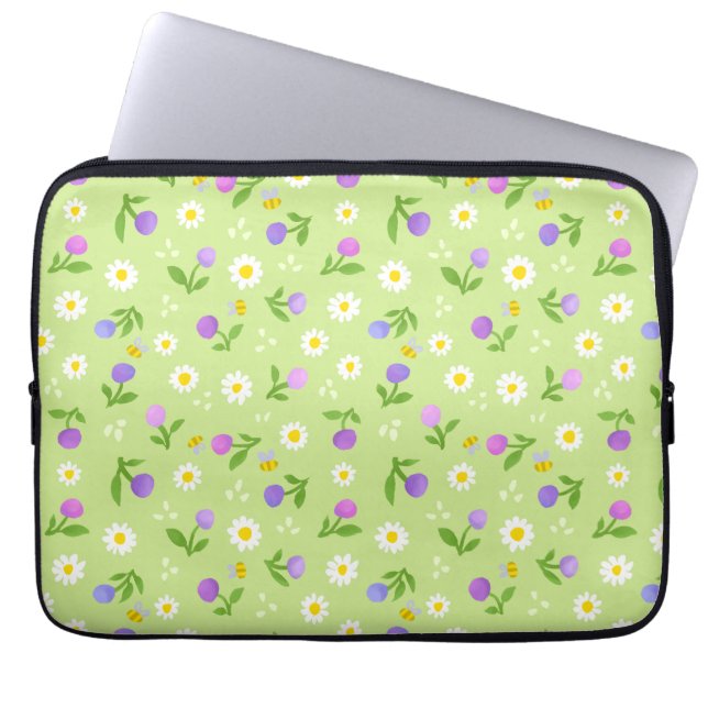 Mother’s Day floral laptop case flowers & bees (Front)