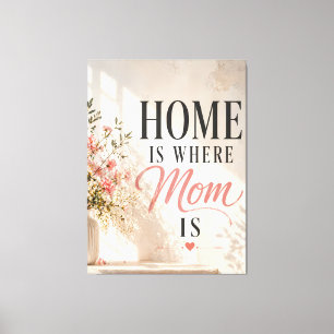 Mother’s Day Home Is Mom Canvas Wall Art