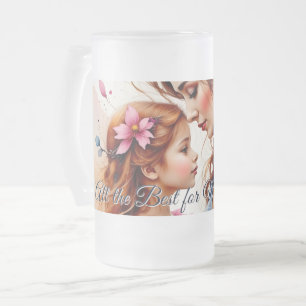 Mother’s Day Hug in Watercolor Floral Style Frosted Glass Beer Mug