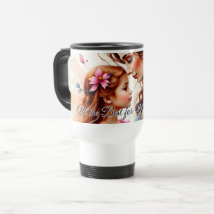 Mother’s Day Hug in Watercolor Floral Style Travel Mug