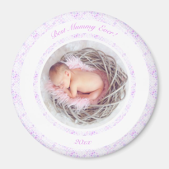 Mother’s Day Lilac Pink Best Mummy Ever Photo Gift Magnet (Front)