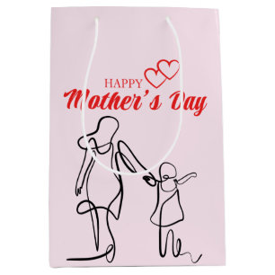 Mother’s Day Line Art Pillow – Mum & Child Love Medium Gift Bag