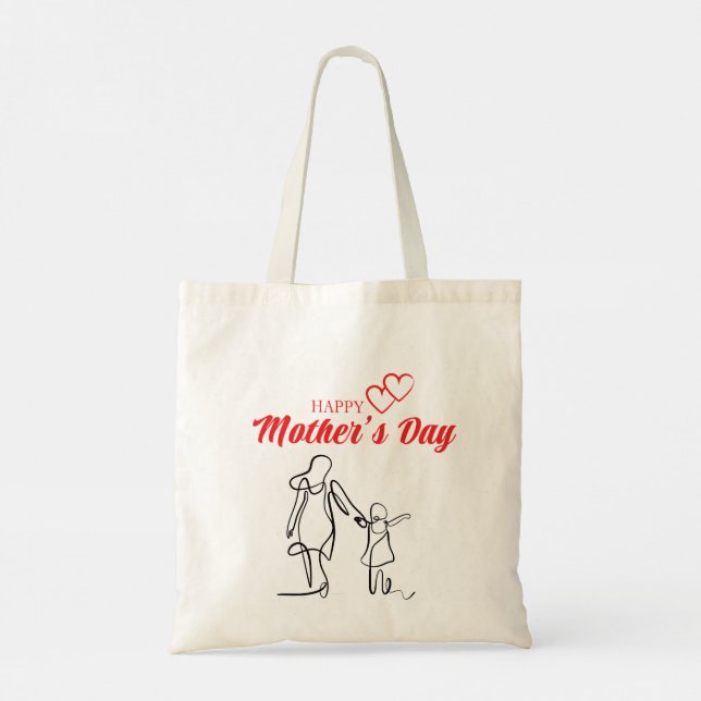 Mother’s Day Line Art Pillow – Mum & Child Love  Tote Bag (Back)