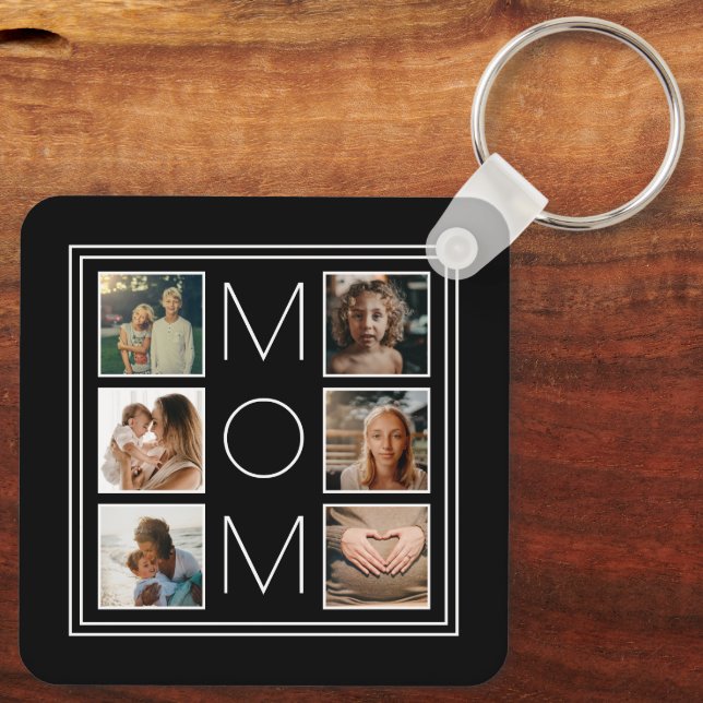 Mother’s Day Mum Family 6 Photo Collage Template Key Ring (Back)