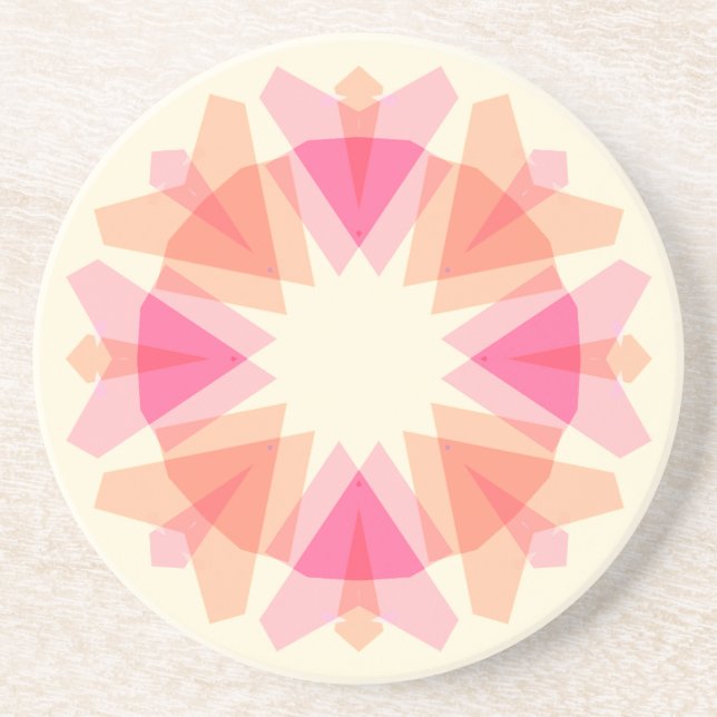 Mother’s Day Pastel Pink Tan Star Rainbow Decor Coaster (Front)