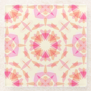 Mother’s Day Pastel Pink Tan Star Rainbow Decor Glass Coaster