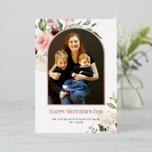 Mother’s Day Photo Card Pink Roses and Real Foil