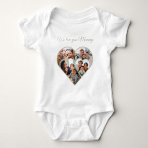 Mother’s Day Photo Collage Heart Family Picture Baby Bodysuit