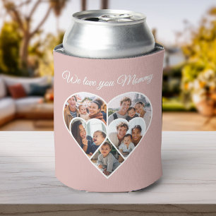 Mother’s Day Photo Collage Heart Family Picture Can Cooler