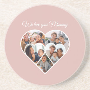 Mother’s Day Photo Collage Heart Family Picture  Coaster