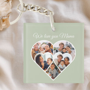 Mother’s Day Photo Collage Heart Family Picture  Key Ring