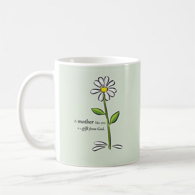 Mother’s Day Religious Green Daisy Flower Coffee Mug (Left)