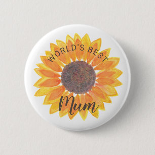 Mother’s Day Sunflower World’s Best Mom 6 Cm Round Badge