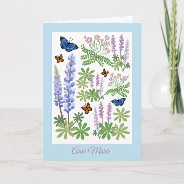 Mother’s Day wildflowers & butterflies folded Card (Front)