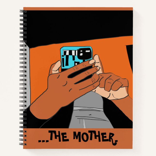 Mother’s Mobile Hands Cyan Orange Black Notebook (Front)