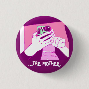 Mother’s Mobile Hands Magenta Mint White  3 Cm Round Badge