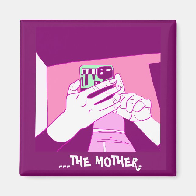 Mother’s Mobile Hands Magenta Mint White  Magnet (Front)