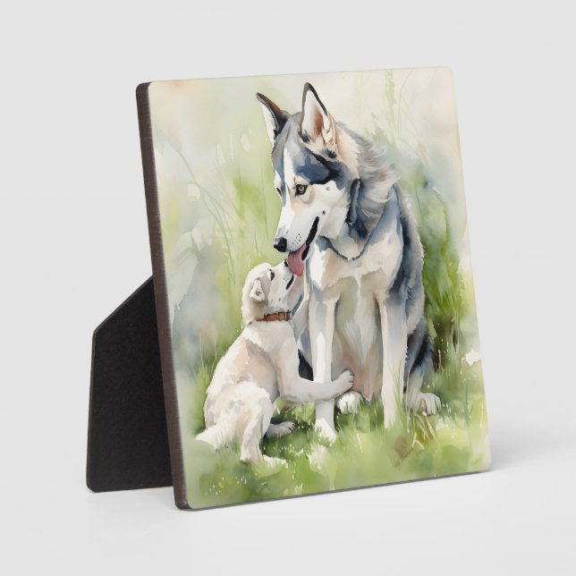Mother Siberian Husky Dog Mum Paint Background Plaque (Front)