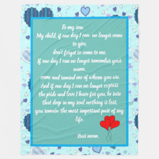 Mother/son love message fleece blanket