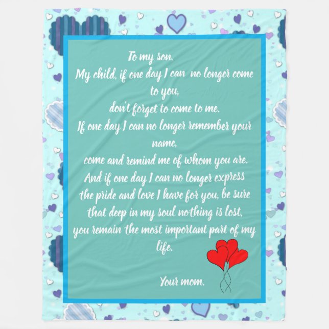 Mother/son love message fleece blanket (Front)