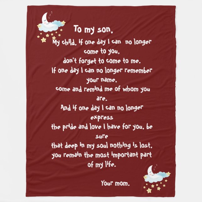 Mother/son love message fleece blanket (Front)