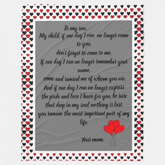 Mother/son love message fleece blanket (Front)