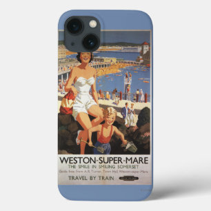 Mother & Son on Beach Railway Poster iPhone 13 Case