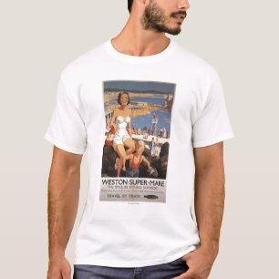 Mother & Son on Beach Railway Poster T-Shirt