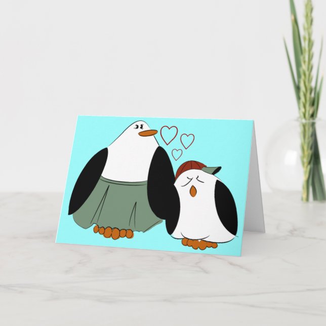 Mother Son Penguins Birthday Card (Front)