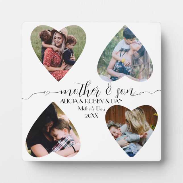Mother Son Script Love Keepsake Gift Collage Plaque (Front)