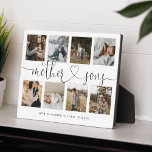 Mother Sons Heart Script | Photo Grid Collage Plaque<br><div class="desc">A special and memorable photo collage gift for mother and sons The design features an eight-photo collage layout to display eight of your own special mother and son photos. "Mother Sons" is designed in a stylish black script and heart design calligraphy and customised with the mother and son's name. A...</div>