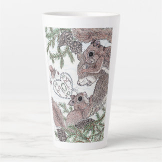 Mother Squirrel with Kits Latte Mug