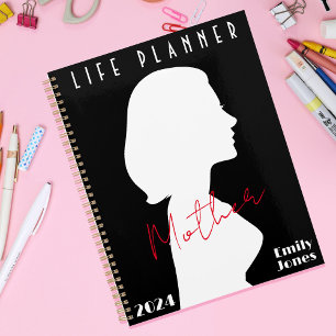 Mother Stylish Feminine Black Silhouette Life Planner