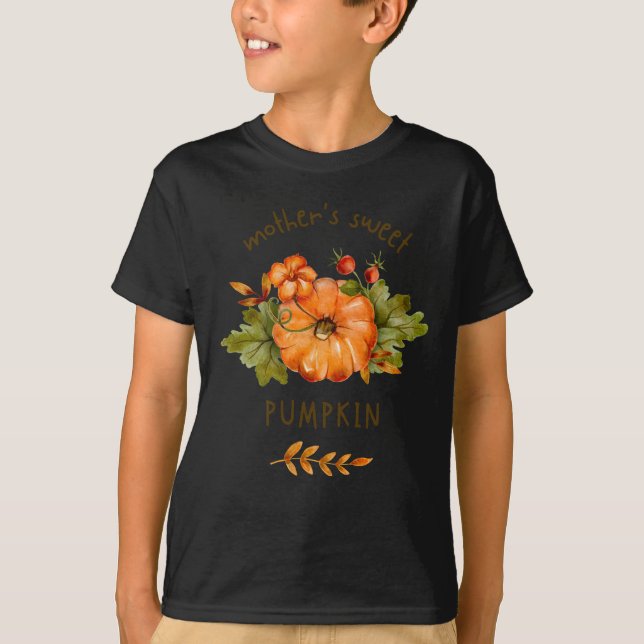 Mother sweet pumpkin black kids T-shirt  (Front)