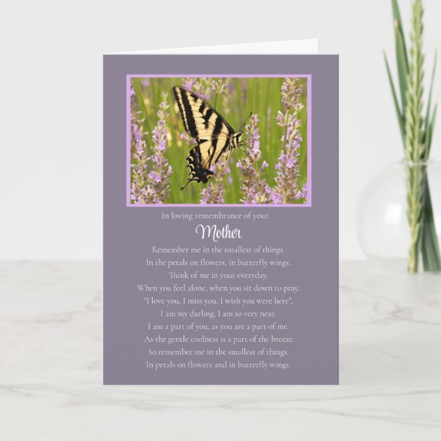 Mother Sympathy Remembrance Memorial and Butterfly Card (Front)