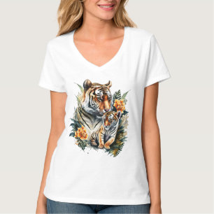 Mother Tiger with Cub. My Kids are a Red Line T-Shirt