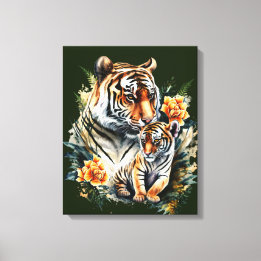 Mother Tiger with her Cub Canvas Print