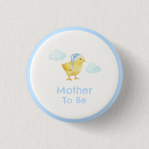 Mother To Be Blue Sky Cloud Chicken Baby Shower 3 Cm Round Badge