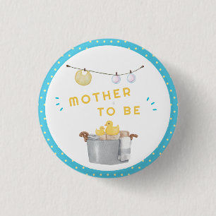 Mother To Be Clothesline Rubber Duck Baby Shower 3 Cm Round Badge