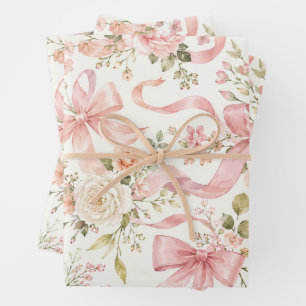Mother To Be Floral Wrapping Paper Bows & Ribbon