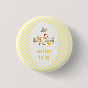 Mother To Be Gingham Farm Chicks Baby Shower 3 Cm Round Badge